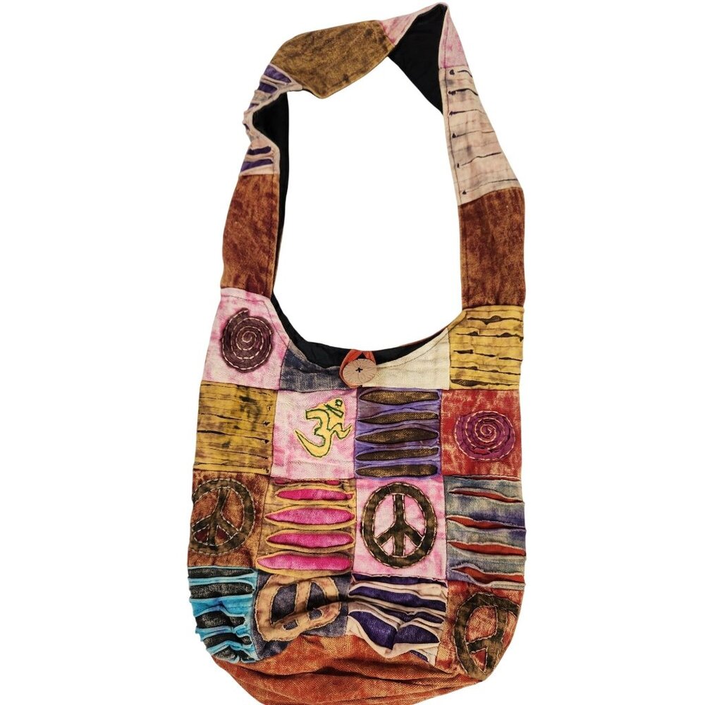 Peace Love Hippie Crossbody Boho Bag Large Gypsy Festival